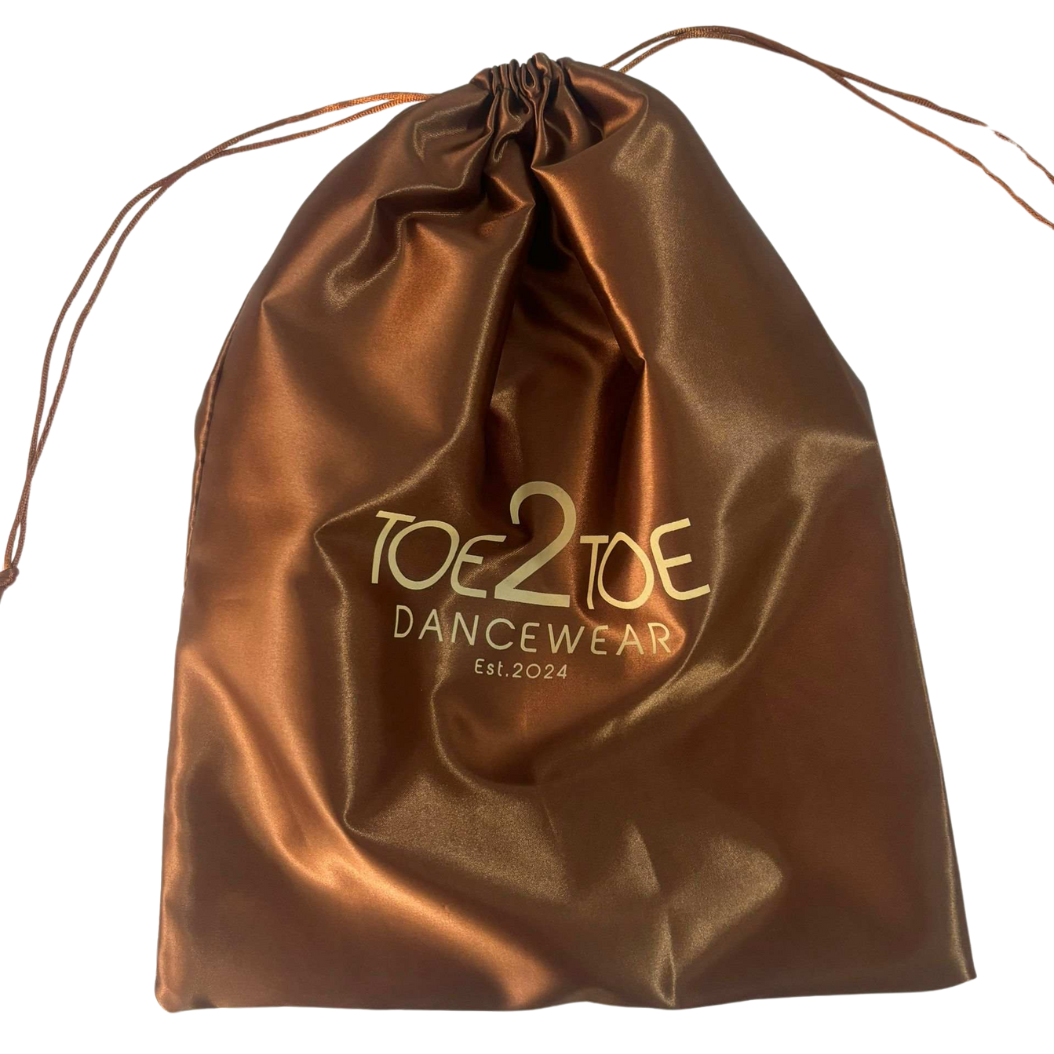 Satin Draw String Dance Shoe Bag | Bronze