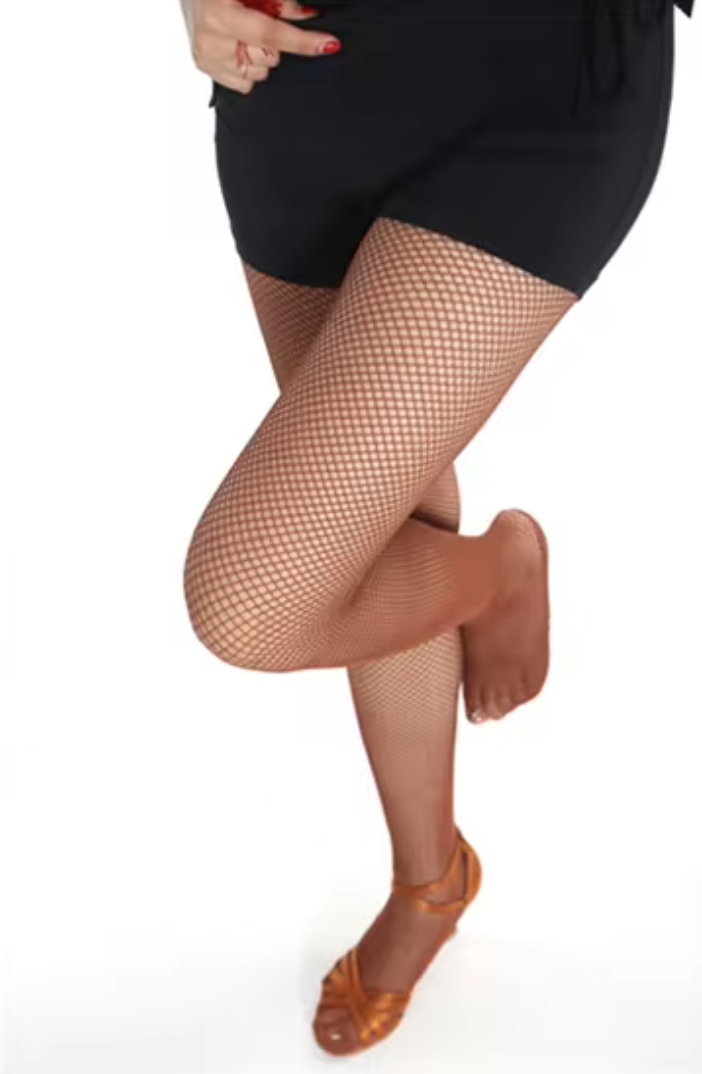 Professional Fishnet Dance Tights  | Reinforced Sole | Dark Tan